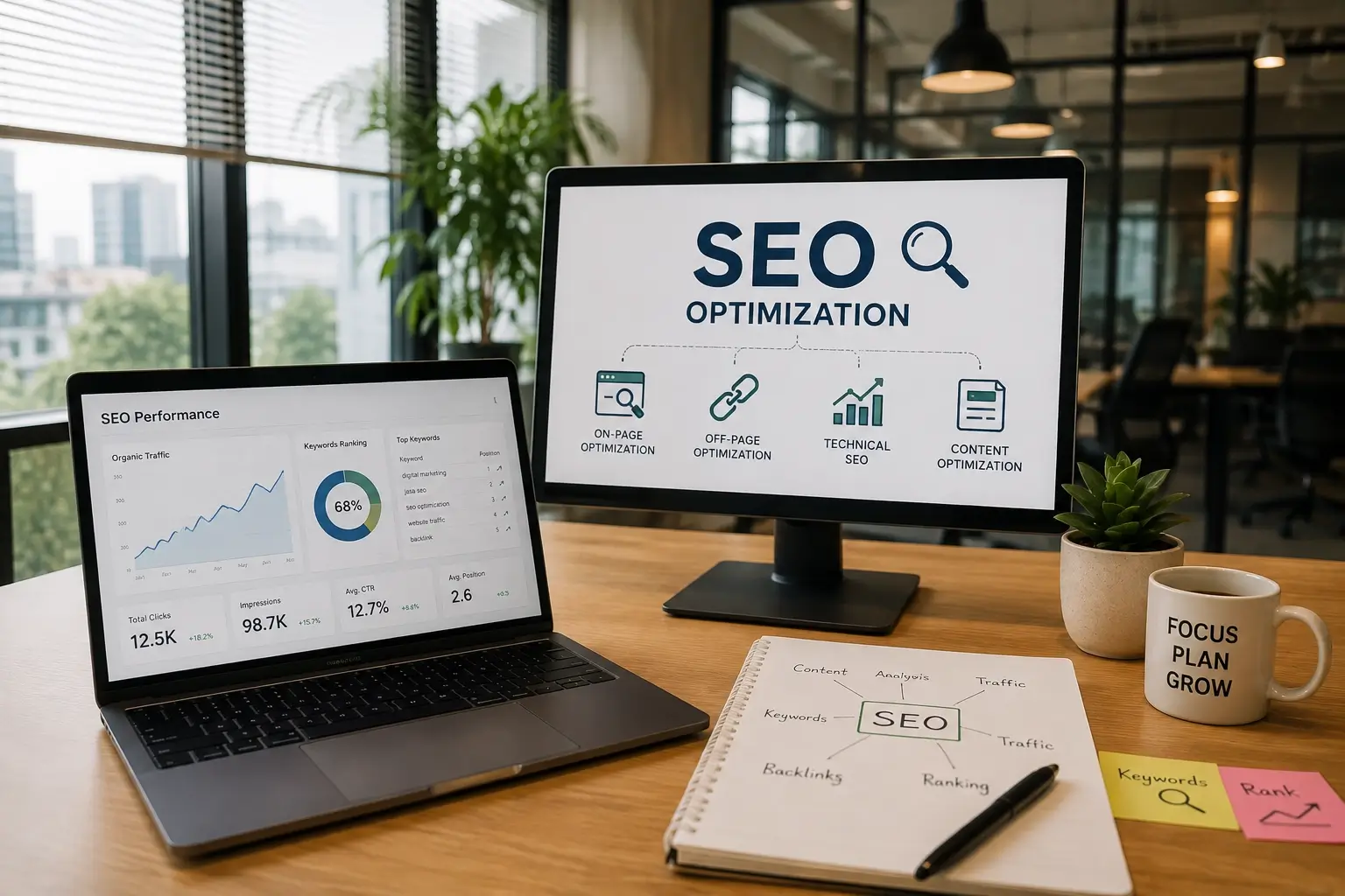 Digital analytics and SEO strategy workspace